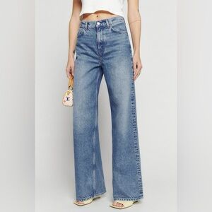 Reformation Light Blue Wide Leg High-Rise Jeans